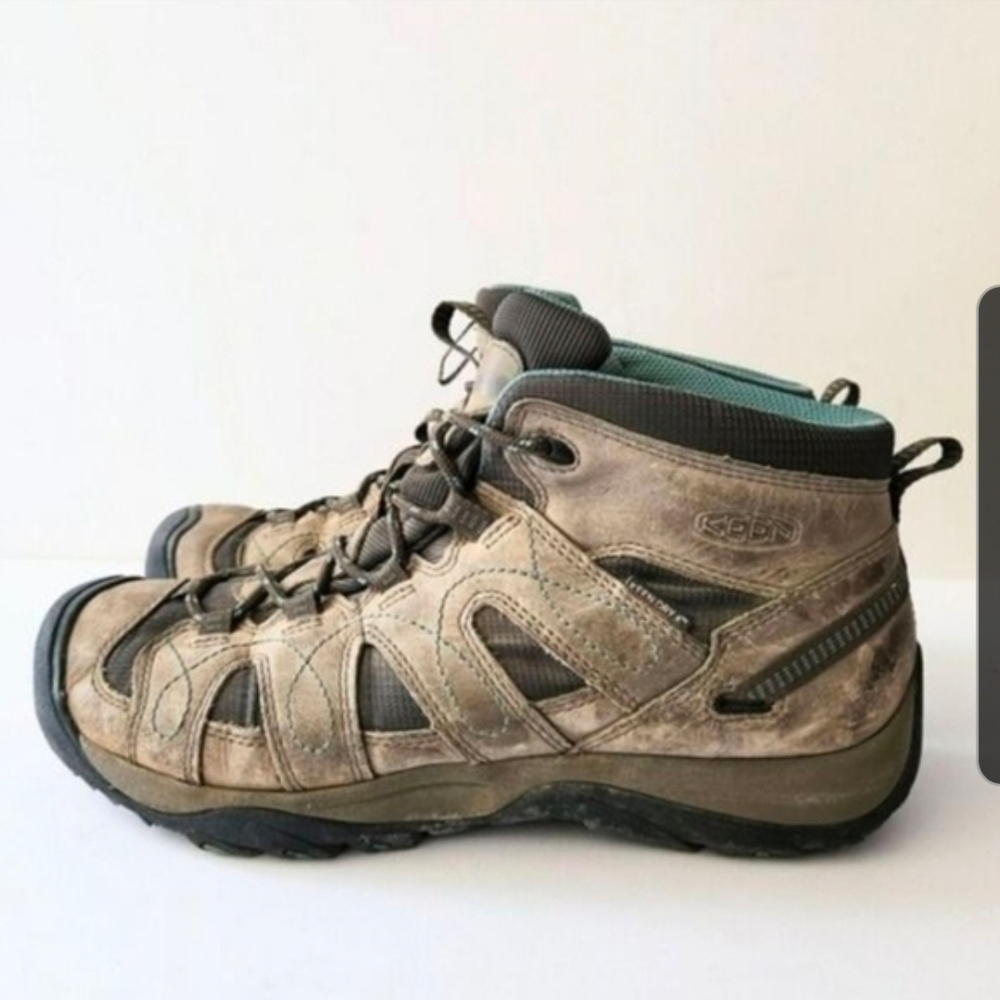 Keen Womens Leather & Mesh Hiking Boots, Lace-Up, US 10.5